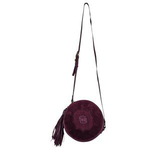 orYany Embossed Leather Suede Canteen Crossbody Bag, Burgundy